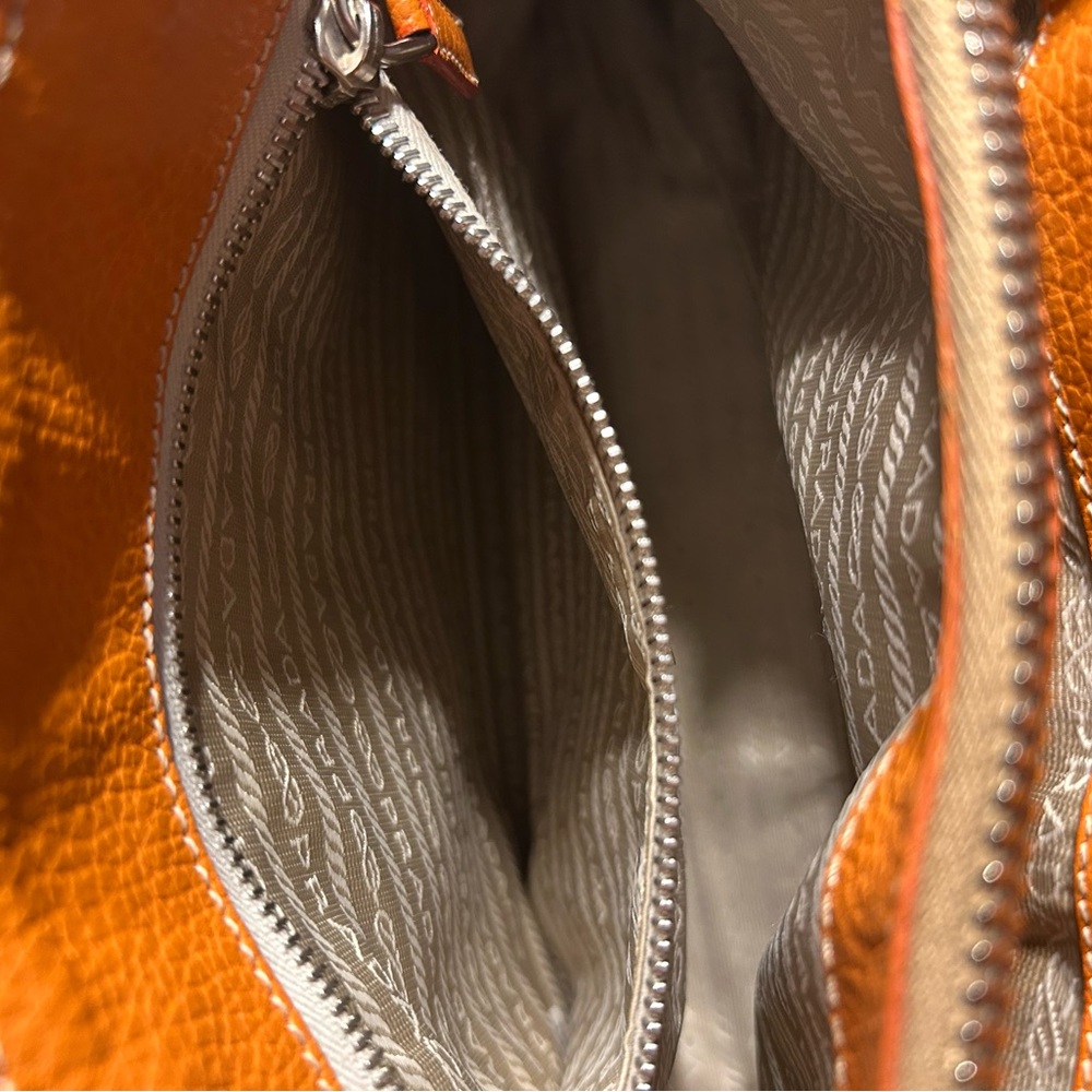 Prada Vibrant Orange Pebbled Leather Shoulder Bag - Picture 6 of 10